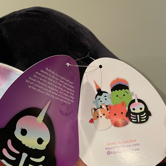 NEW Squishmallow Bufinda the Skeleton Narwhal 12” Halloween - Picture 2 of 3